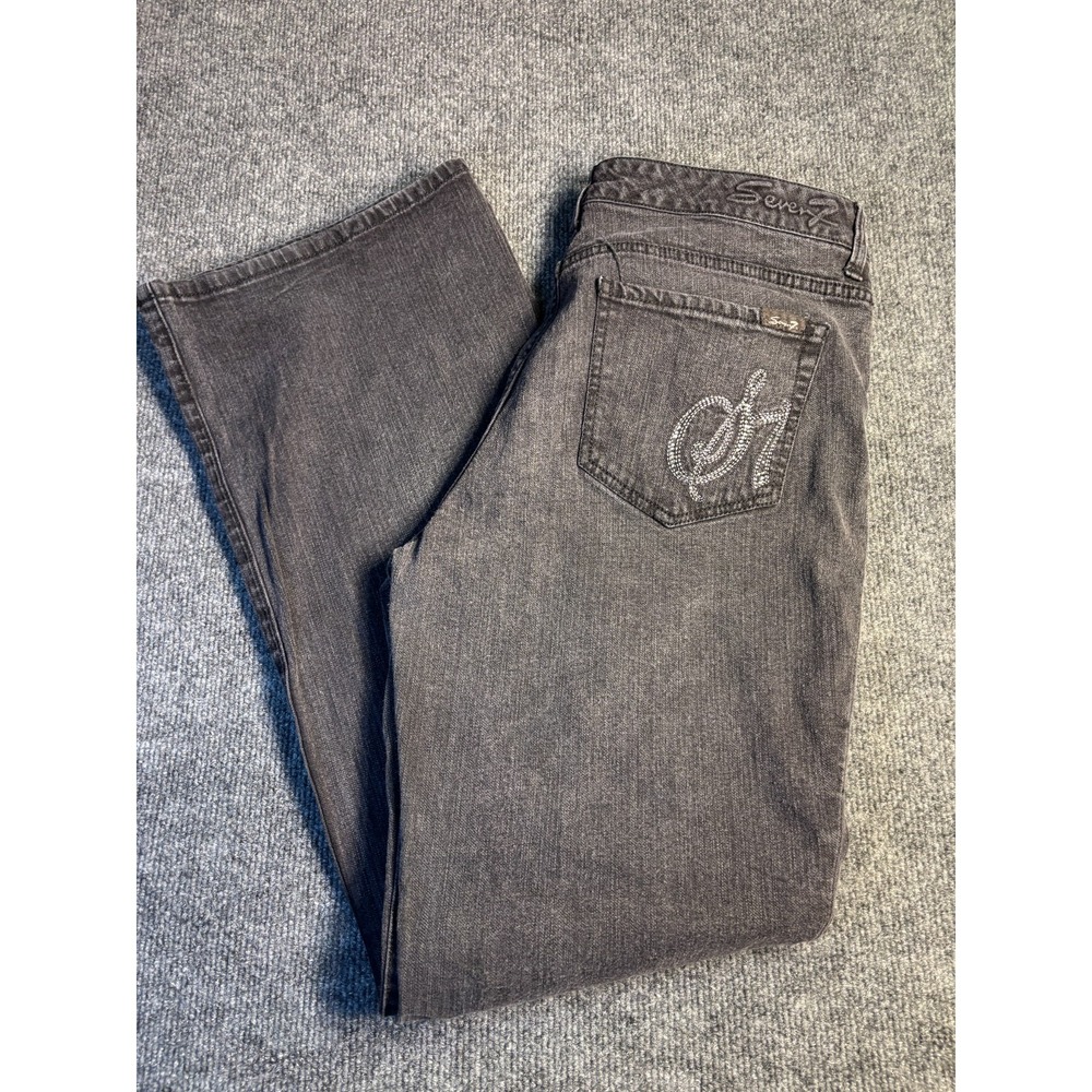 Seven7 Jeans Women's 12 Gray Denim Stretch Boho Streetwear Dark Wash Wide Leg